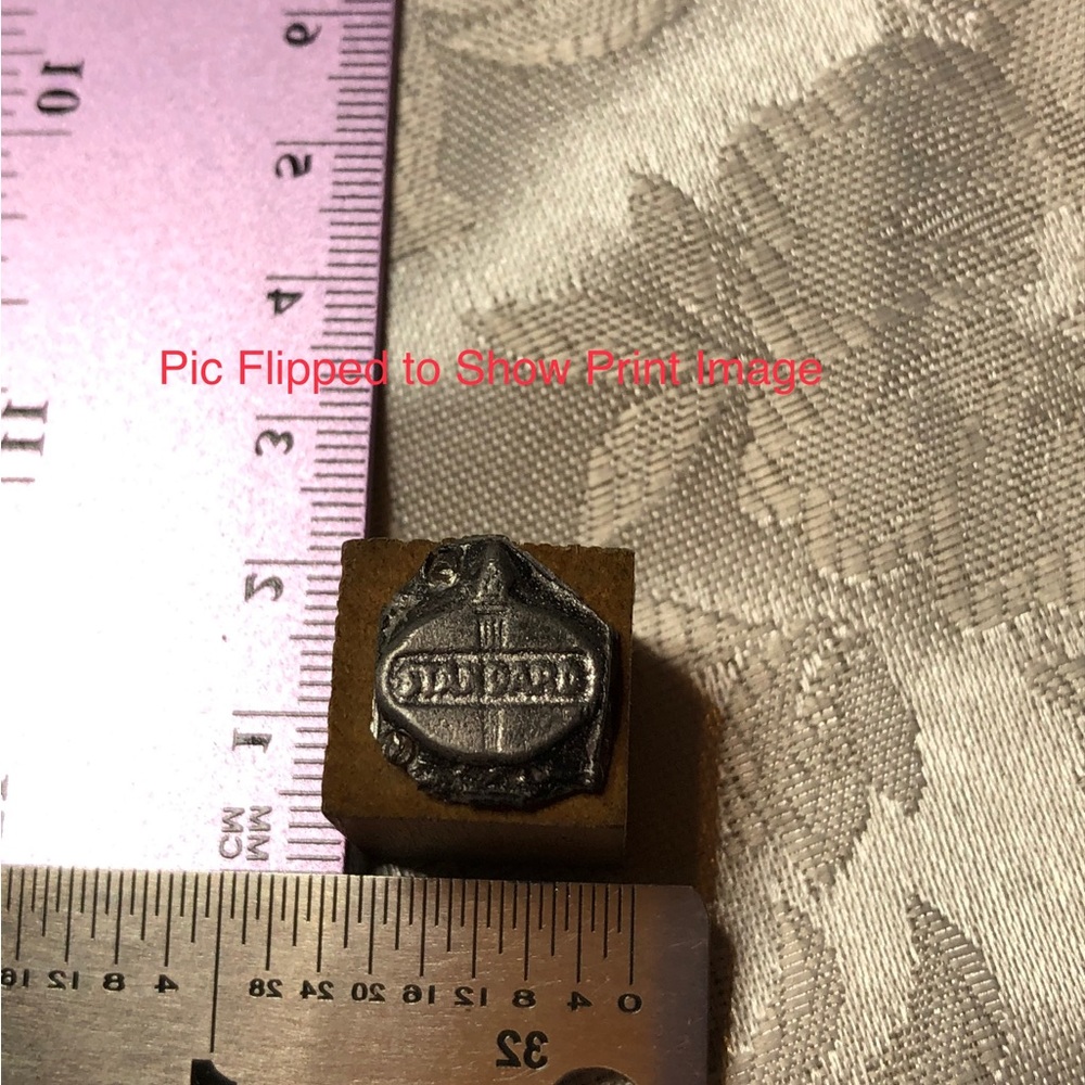 Antique Wooden Print Block Standard Oil